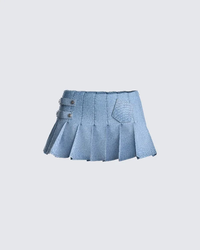 Beverly Denim Pleated Skirt