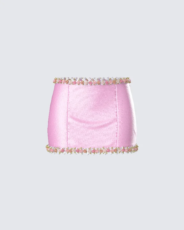 Nori Pink Floral Micro Mini Skirt