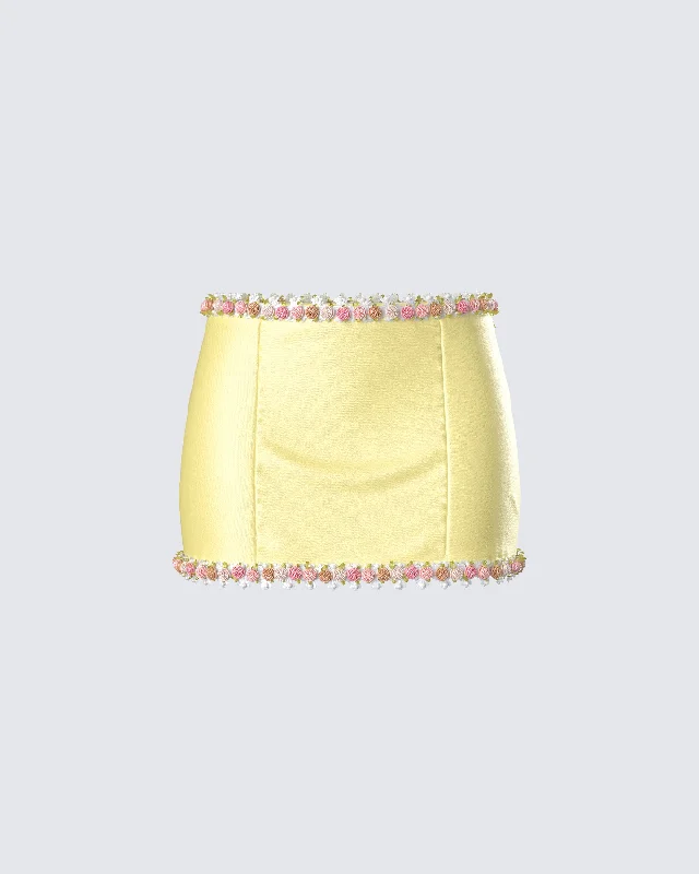 Nori Yellow Floral Micro Mini Skirt