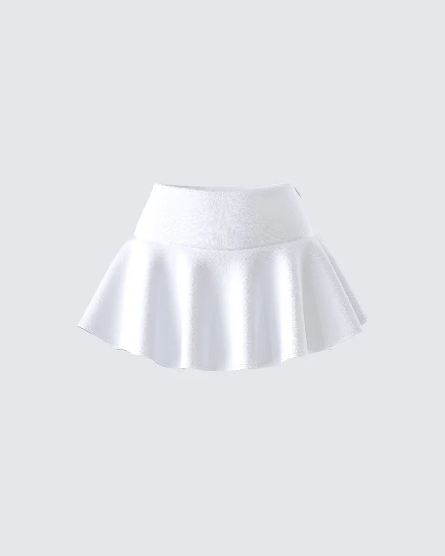 Pippa White Ruffle Tiered Skort