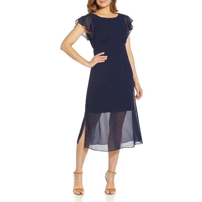 Adrianna Papell Womens Chiffon Illusion Cocktail and Party Dress