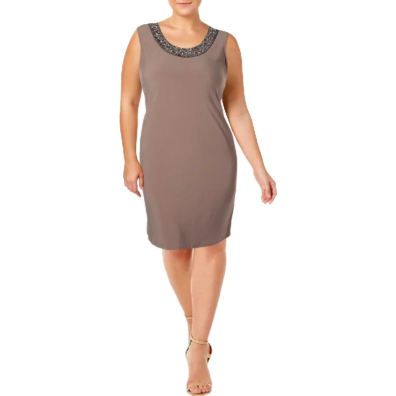 R&M Richards Womens Embellished Sleeveless Cocktail Dress