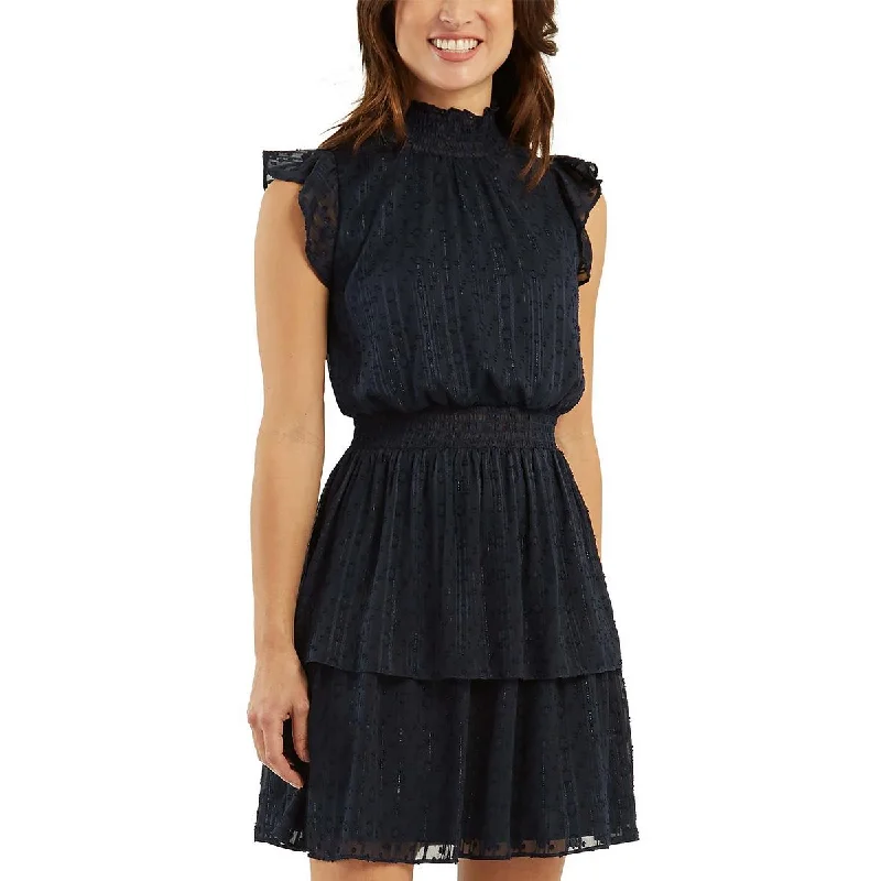 BCX Womens Juniors Smocked Midi Cocktail and Party Dress