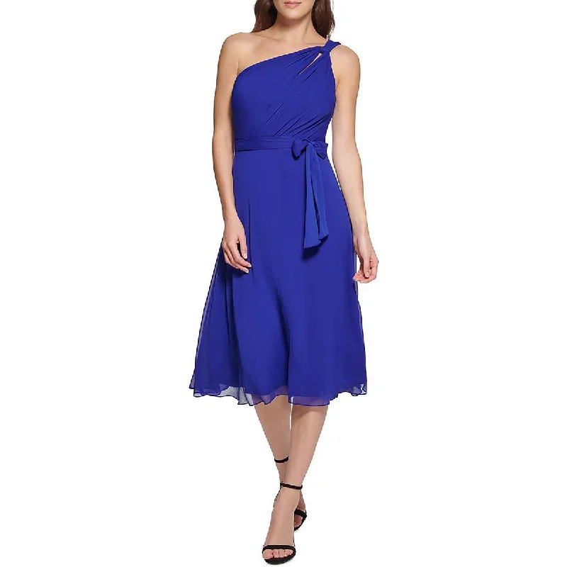 DKNY Womens Petites One Shoulder Knee-Length Cocktail and Party Dress