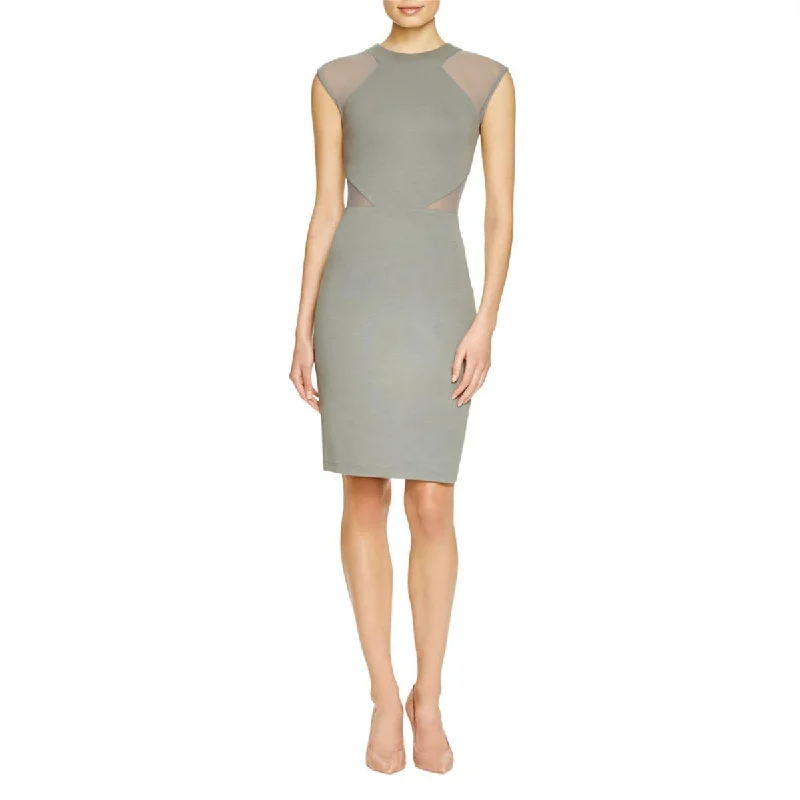 French Connection Womens Mesh Inset Sheath Cocktail Dress