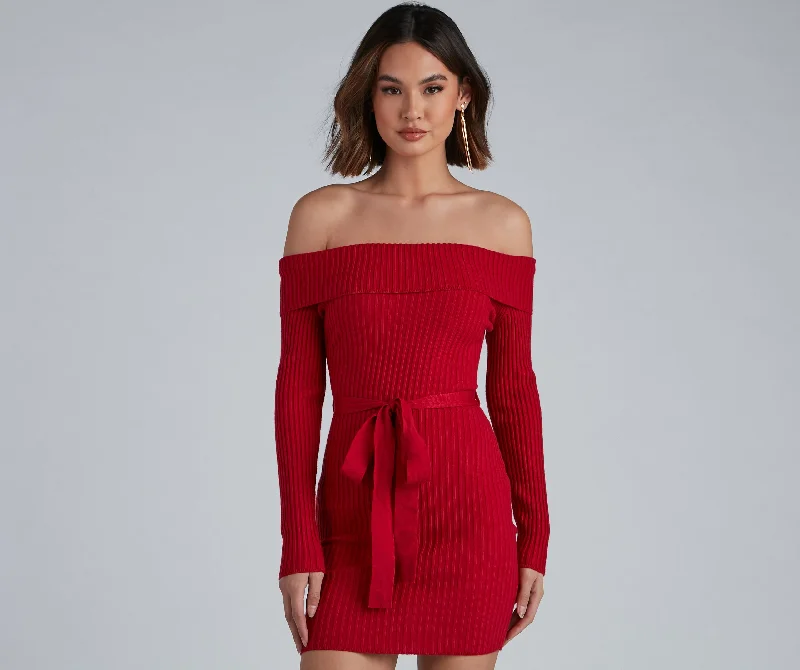 Wrap Me In Glam Ribbed Mini Dress