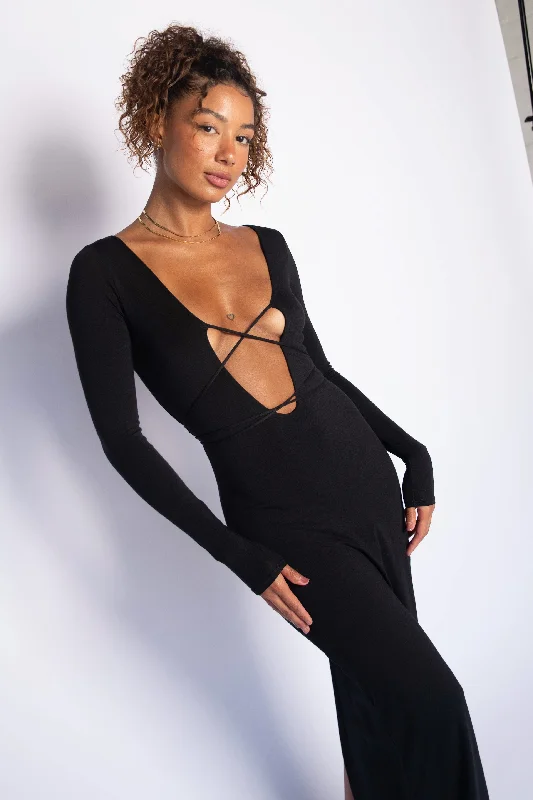 Catherine Maxi Dress Jersey - Black