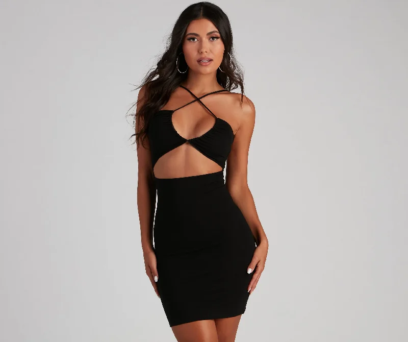 Cross Out The Drama Bodycon Dress