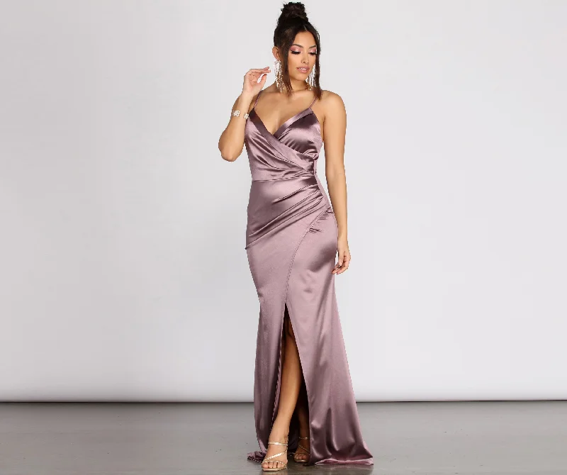 Julina Wrap Satin Dress