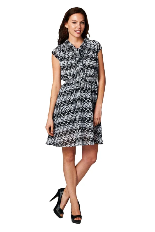 Women's Printed Tie Neck Dress