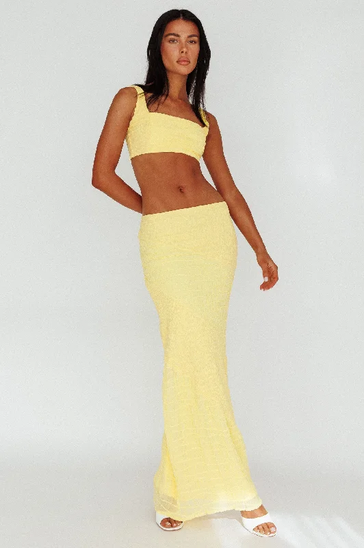 Bindi Puckered Midi Skirt Lemon