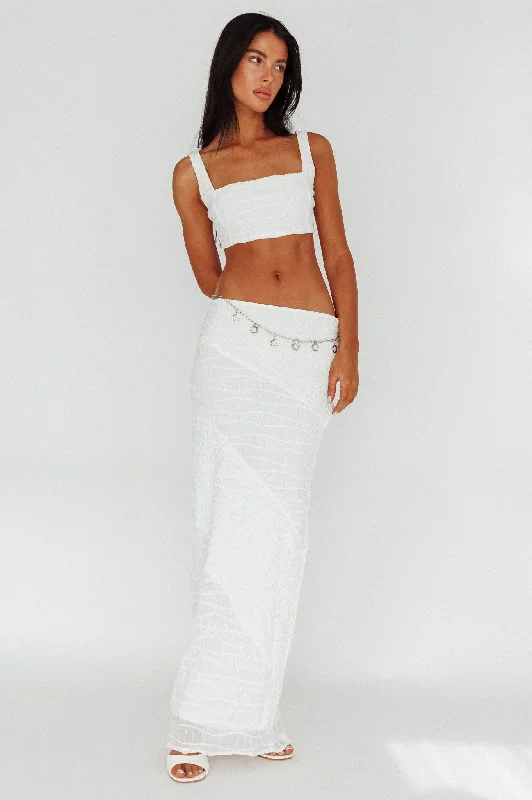 Bindi Puckered Midi Skirt White