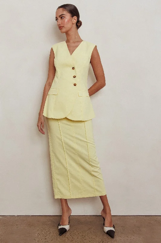 Sweet Treat Column Midi Skirt Lemon