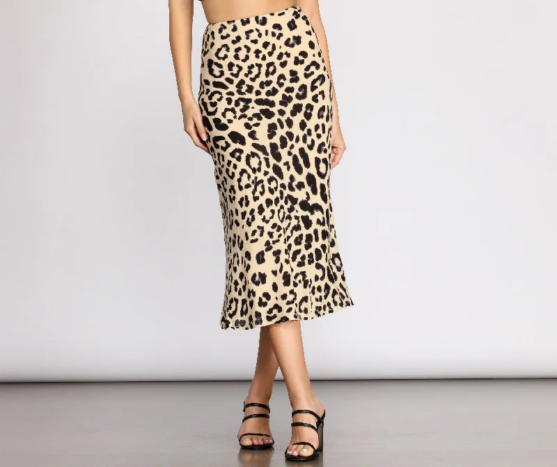 Feline Fierce Flared Midi Skirt