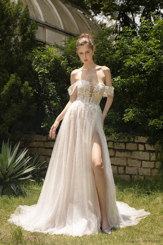 Ball Grown Wedding Dress with High Slit (#DARIN)