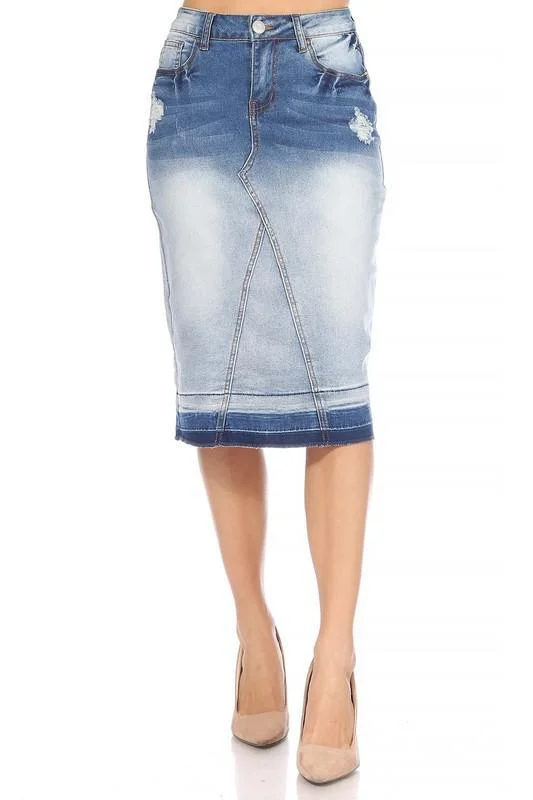 Faith Two-Tone Distressed Denim Skirt (FINAL SALE)