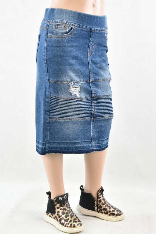 GIRLS Devyn Waistband Moto Denim in Indigo