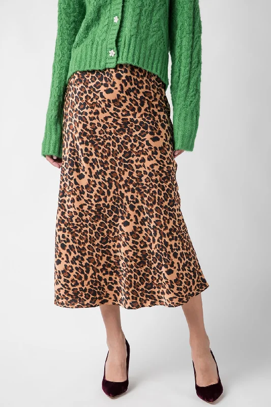 &Merci Satin Leopard Midi Slip Skirt