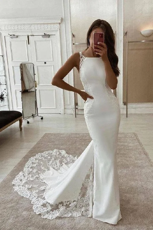 Newest Mermaid Lace Appliques Wedding Dress Long Bridal Gowns OK1059