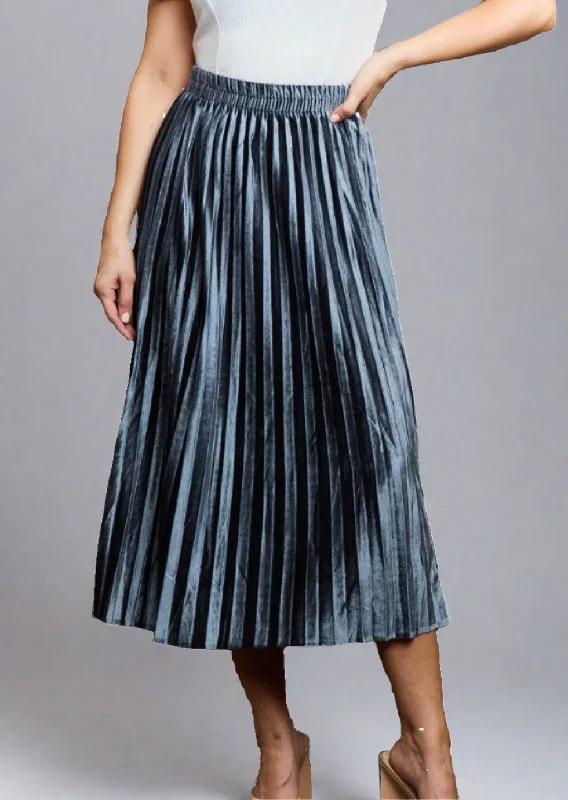 Ninexis Accordion Pleated Flowy Midi Skirt