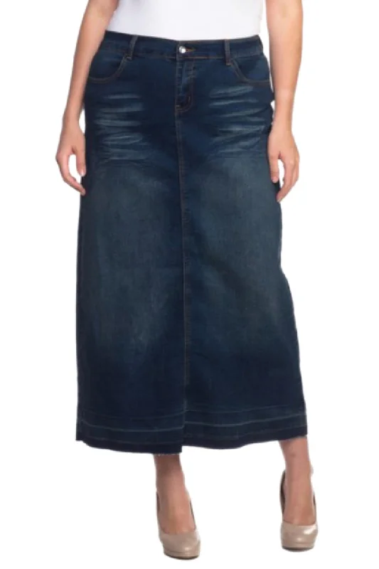 Plus Long Denim Skirt Style 86319X