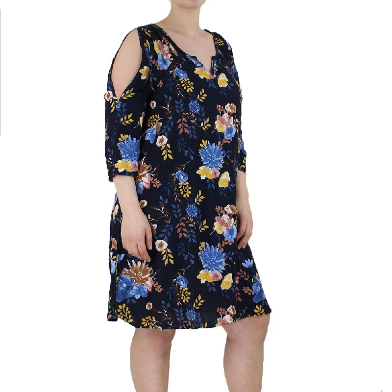 Women's Floral Dress,Navy