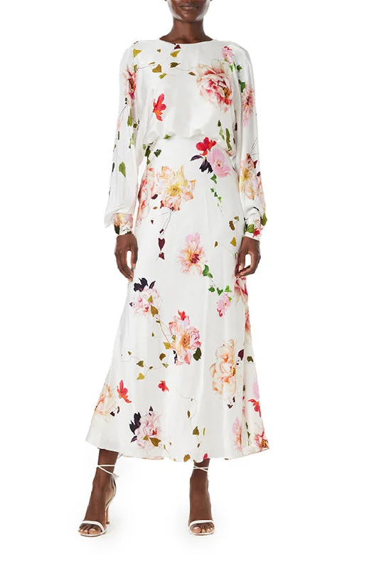 Blouson Long Sleeve Floral Dress