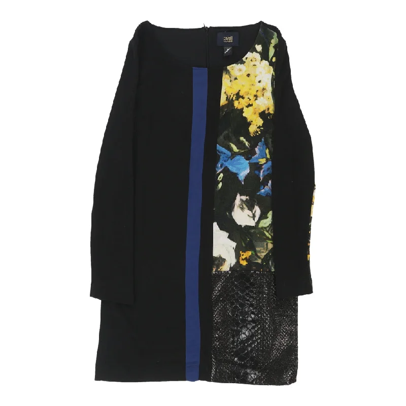 Cavalli Class Floral Dress - Medium Black Cotton