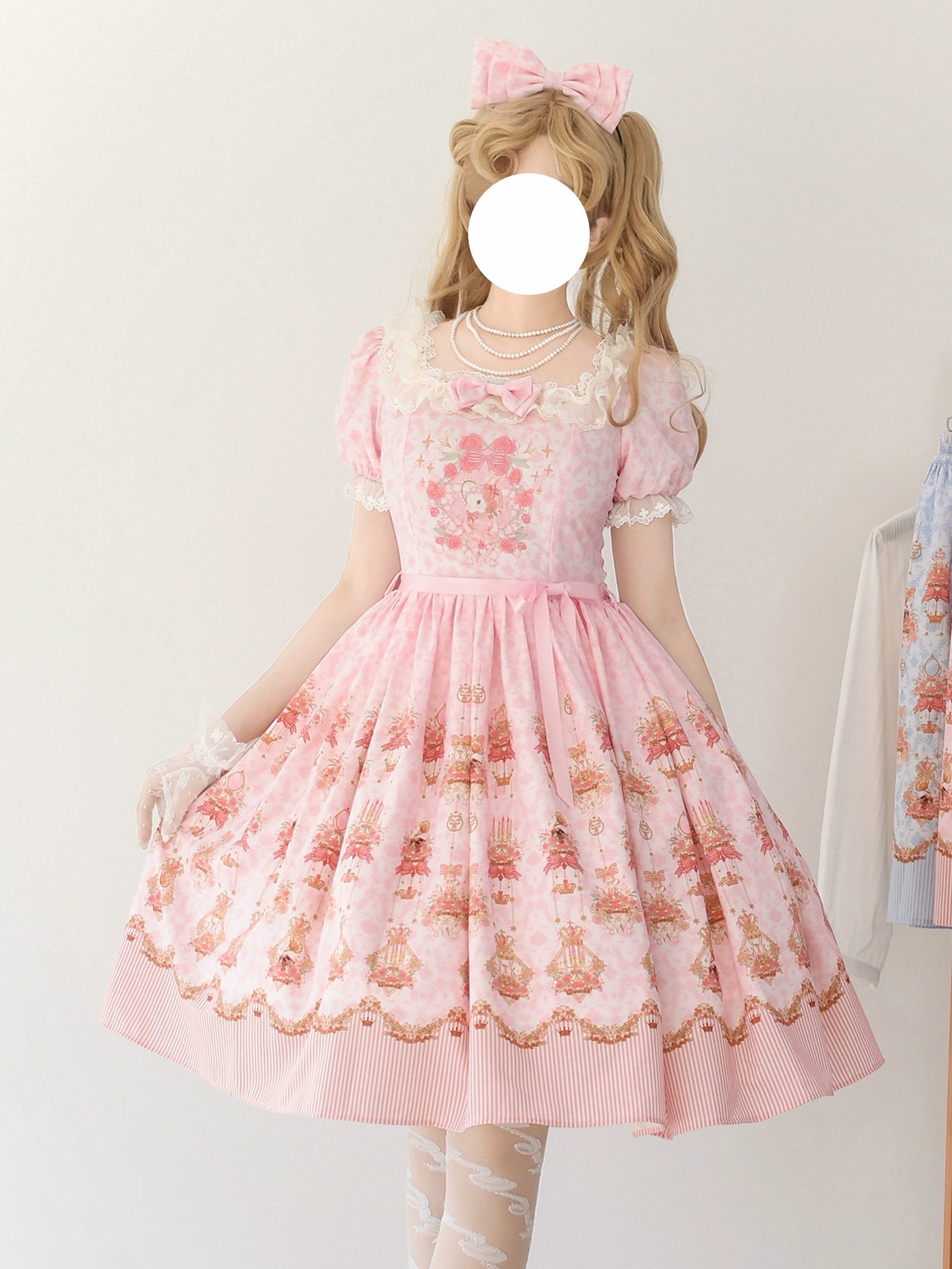 Strawberry Witch~Rose Garden Bunny~Daily Lolita Rose Bunny Printing OP JSK Dress Set