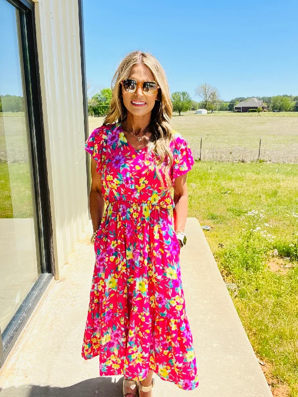 PRETTY IN PINK FLORAL DRESS