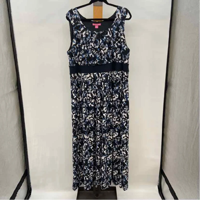 Woman Within Women's Size L Black Floral Dress